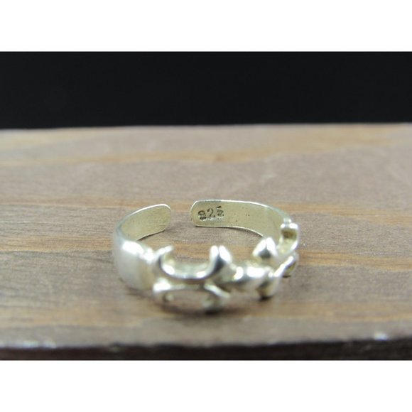 Size 2.75 Sterling Silver Unique Pattern Toe Band Ring Vintage Statement - Picture 5 of 8